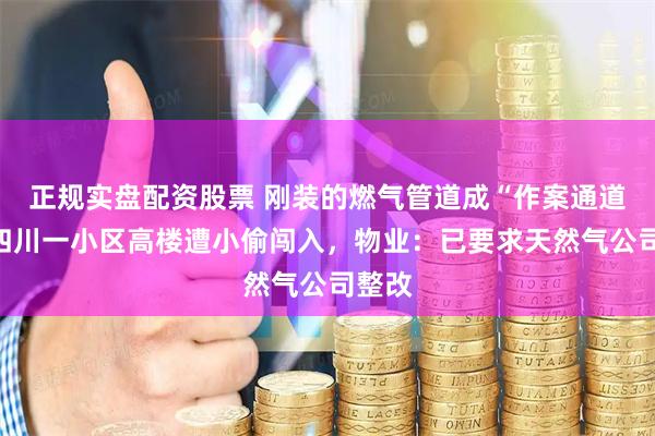 正规实盘配资股票 刚装的燃气管道成“作案通道”？四川一小区高楼遭小偷闯入，物业：已要求天然气公司整改